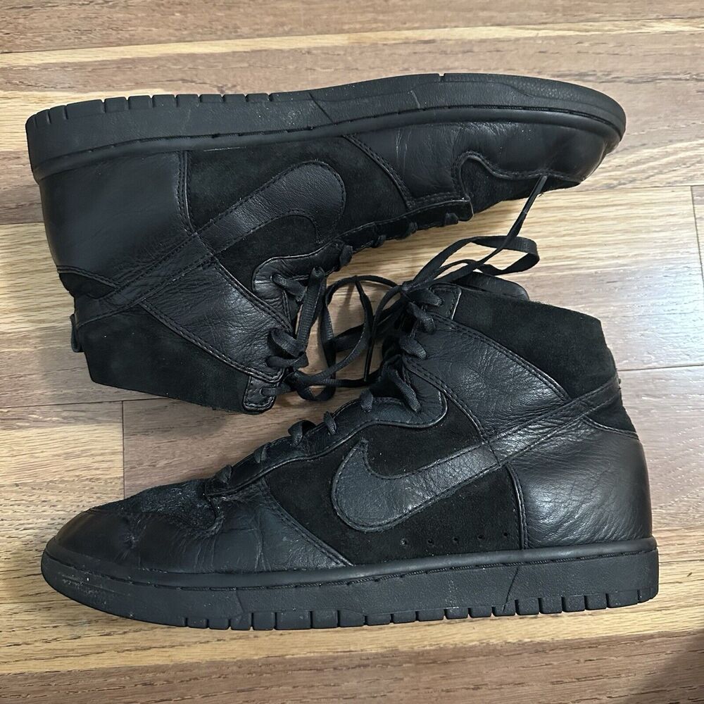 RARE Nike‎ Dunk LUXE SP Sherpa Fleece Black Leather Sneakers, Size 12 - Picture 5 of 16
